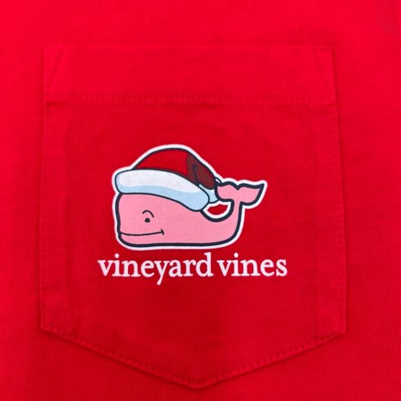 VINEYARD VINES SANTA WHALE POCKET TEE, SIZE SMALL - Picture 5 of 6